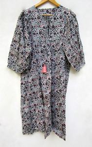 Mini vestido Maxi estilo bohemio con aspecto playero y flores de verano para mujer, vestido con escote Henley y corbatas de algodón, novedad - Product Image 4