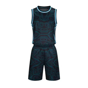 Ensemble de maillots de basket-ball sublimés personnalisés pour hommes, débardeur sans manches et short imprimés, respirants, à taille élastique, en polyester - Product Image 1