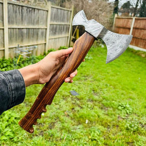 Custom Full Tang Damascus Steel Hunting Camping Bearded <b>Axe</b> Micarta Handle Tomahawk Real Hatchet with Leather Sheath, Ideal Gift - Product Image 1