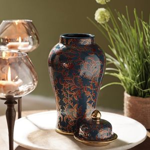 Antique Teardrop Porcelain Urn with Blue Floral Pattern <b>for</b> <b>Pet</b> Caskets & Urns - Product Image 6