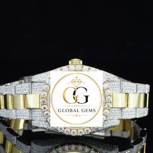 Reloj de pulsera personalizado para hombre, de acero inoxidable, con diamantes cultivados en laboratorio, chapado en oro blanco, movimiento mecánico automático ETA, 20 mm, analógico, resistente al agua, con cristal - Product Image 1