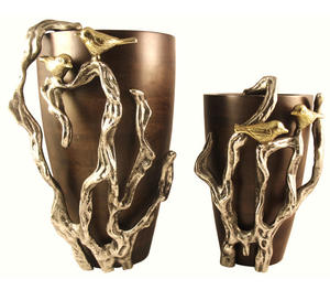 Florero de Metal Dorado Martillado Hecho a Mano de Lujo, Recipiente Decorativo Premium para Flores Frescas, Flores Artificiales y Hierba de Pampas - Product Image 6