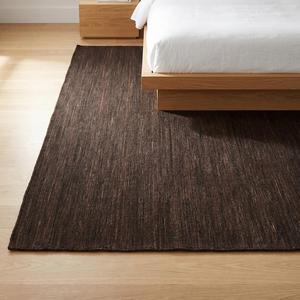 Alfombra de Lana Anudada a Mano de Lujo, Color Marrón Oscuro Sólido, Diseño Floral Clásico, Pelo Plano, Decorativa para Sala de Estar y Oficina - Product Image 5