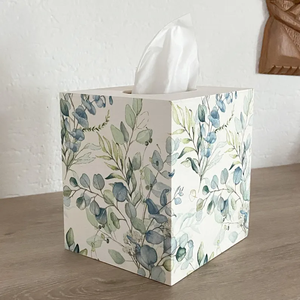 Caja de pañuelos de madera con diseño de eucalipto por blossom craft india - Product Image 5