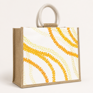 Custom Logo Printed Dyed Jute Beach Tote <b>Bag</b> 40x32x15.5 cm PP Laminated Reusable Shopping Handbag Rope Handle Wholesale OEM ODM - Product Image 4
