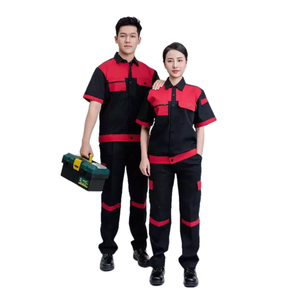 Nouvel ensemble de vêtements de travail unisexe en coton noir et rouge, respirant, confortable, haute visibilité et sécurité, fabriqué au Vietnam - Product Image 4