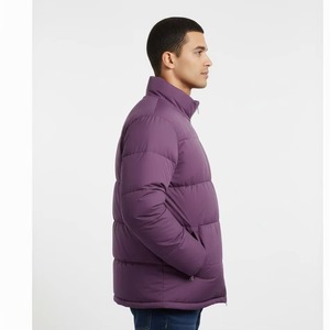 Blouson matelassé pour homme, violet, col montant, coupe-vent, fermeture éclair, décontracté, hiver, épais, isolé, couleur unie, coupe classique - Product Image 6