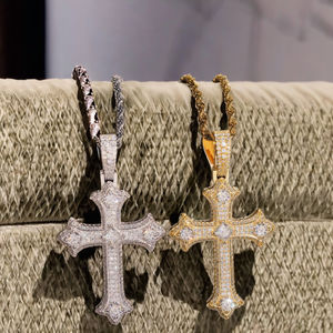 Starspire Sin Aranceles, Certificado GRA, Plata de Ley 925 Chapada en Oro, Estilo Hip Hop, con Incrustaciones de Diamantes Moissanite VVS, Colgante de Cruz - Product Image 4