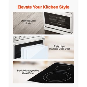 Compact 36\" Freestanding Electric <b>Range</b> Oven 6.0 Cu. Ft. Capacity Stainless Steel Kitchen Stove Featuring 5 Burners Digital - Product Image 5