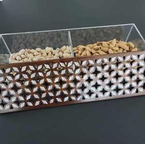 Acrylic Rectangular Premium Handmade Wooden Eid Gift Box with Floral Inlay <b>Ramadan</b> <b>Chocolate</b> Sweet Dry Fruit Dates Packaging use - Product Image 6