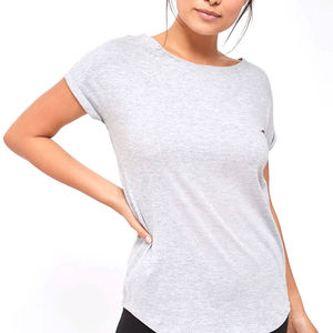 T-shirts décontractés pour femmes, écologiques, respirants, à col en V, à manches courtes, en polyester, coupe courte, mignons, pour la gym, été - Product Image 1
