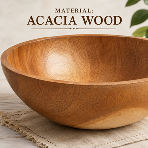 Bol à salade en bois d'acacia de qualité supérieure, bol de service en bois naturel, écologique, fait main, pour fruits, collations, mélange, décoration de cuisine et de salle à manger - Product Image 4