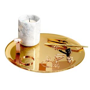 Plateau à bijoux décoratif en acier inoxydable doré, écologique, luxueux et moderne, 28 cm, pour présentation en magasin - Product Image 1