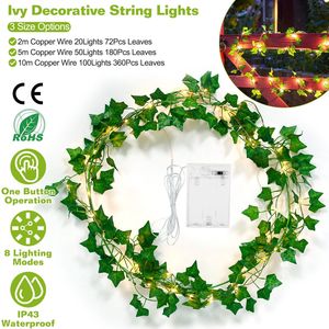 360Pcs Artificial Ivy String <b>Lights</b> Battery Powered 100Pcs LED Beads DIY Decorative Night <b>Light</b> Fake <b>Leaf</b> Fairy Lamps - Product Image 6