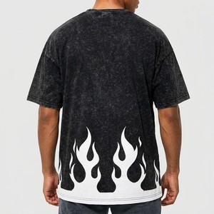 <b>Mens</b> Oversized Solid <b>Silk</b> Screen Printed Eco-Friendly Breathable T-<b>Shirt</b> Acid Wash Black Cotton Casual Custom Logo - Product Image 4