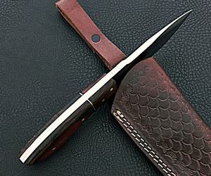 Beau couteau de Camping de chasse Sizzco à lame fixe en acier inoxydable fait à la main, cadeau pour lui, manche Micarta avec bois - Product Image 3