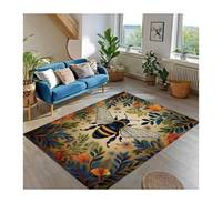 Tapis personnalisé vintage motif abeille, grand tapis imprimé floral bohème, antidérapant et lavable pour salon, chambre et usage domestique