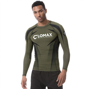Rashguard unisexe à manches longues imprimé loup, écologique, 220g, séchage rapide, compression Spandex/Polyester pour adultes - Product Image 1