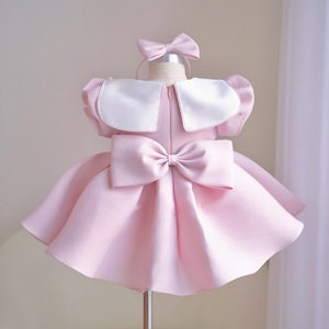 Robe de soirée élégante pour filles avec nœud, manches bouffantes, coupe trapèze en tulle, robe de bal personnalisée pour enfants, vente en gros (19 pièces) - Product Image 3
