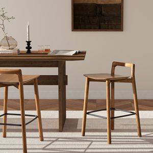 Sven 26.5 \ "Tabouret de comptoir en noyer brun foncé minimaliste moderne avec dossier bas pour réglage de bar - Product Image 1