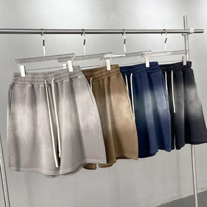 Shorts en coton pour homme avec cordon de serrage, taille mi-haute, couleur unie, tricotés avec poches, style respirant - Product Image 2