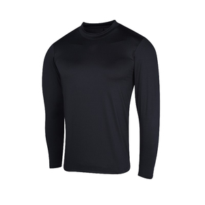 <b>Men's</b> Black Long Sleeve Crew Neck Compression Shirt Quick Dry Polyester Athletic Top Regular Fit All Seasons <b>Pullover</b> - Product Image 1