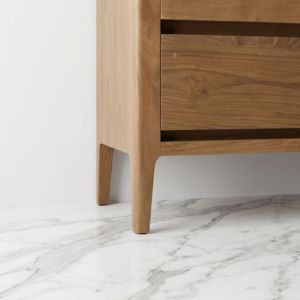 Scandinavian Solid <b>Teak</b> Nightstand Two Drawer <b>Bedside</b> <b>Table</b> Tapered Leg Natural Wood Hotel Bedroom Furniture Factory Indonesia - Product Image 2