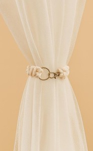2 white <b>curtain</b> tiebacks - Window accessories - Set of macrame <b>curtain</b> and sheer tiebacks - Product Image 4