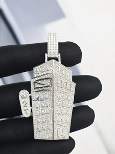 Pendentif Cercueil de Luxe Moissanite Effet Diamant VVS, Bijou Hip Hop en Argent, Breloque Tendance - Product Image 3