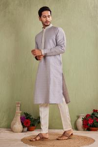 <b>Men's</b> Purple Cotton <b>Kurta</b> With Cream Regular Fit Traditional Casual Wear India Pakistan Style <b>Kurta</b> for <b>Mens</b> - Product Image 2