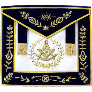 Delantal Masónico de Cuero Genuino para Maestro Masón, Logia Azul, Bordado Dorado Hecho a Mano, Correa Ajustable, Suministro Personalizado - Product Image 1