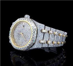 Montre bracelet en acier inoxydable à quartz unisexe, style antique, de luxe, personnalisée OEM avec moissanite - Product Image 5