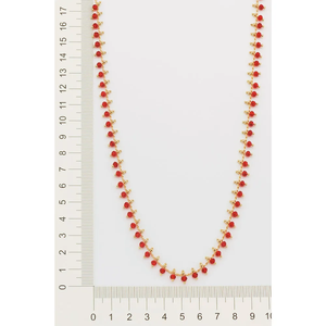 Gold Plated Alloy <b>Choker</b> Necklace With Red Cubic Zirconia Beads Fashion Link Chain Unisex Daily Wear Jewelry Gift - Product Image 3