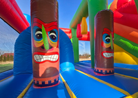 Château gonflable tropical combiné avec toboggan pour enfants, certifié CE, garantie 3 ans, capacité 500 kg