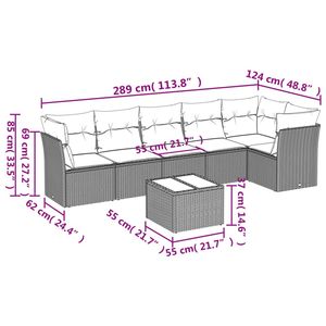 Conjunto de Sofá de Jardín de Ratán Sintético Color Beige con Acero con Recubrimiento en Polvo y Vidrio Templado para Muebles de Patio - Product Image 3