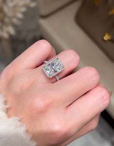 4.5 Carat Radiant Cut Diamond Engagement <b>Ring</b> for Women | Hidden Halo <b>Solitaire</b> Wedding <b>Ring</b> IGI Certified Gold - Product Image 2