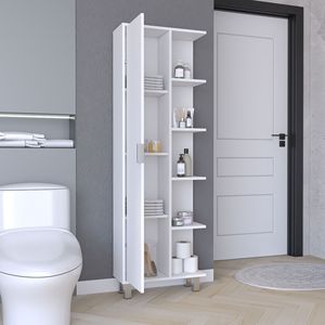Mobiletto da Bagno Crovie in Lino Alto 63 Pollici con Quattro Ripiani Aperti, Finitura Elegante e Design Pratico - Product Image 4
