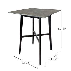 Modern 42\" <b>Bar</b> Height Dining <b>Table</b> with Paladina <b>Marble</b> Finish Rubberwood Legs Laminate <b>Table</b> Top in Black-Paladina Collection - Product Image 6