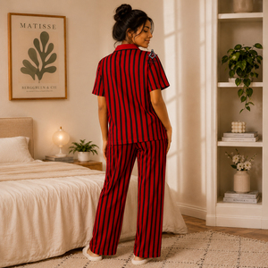 Ropa de Dormir para Mujer con Rayas Rojas y Negras, Estilo Griego, para la Hermandad Delta Sigma, Prendas Masónicas Tradicionales - Product Image 4
