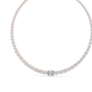 Collier en or rose plaqué avec diamants de laboratoire, chaîne à maillons et pendentif pour mariage, fête ou cadeau - Product Image 3
