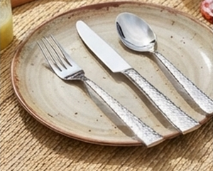 Modern Hammered Finish Stainless Steel Flatware <b>Set</b> Piece Knife Fork Spoon <b>Dinnerware</b> Tableware <b>For</b> Wedding Home Use - Product Image 5