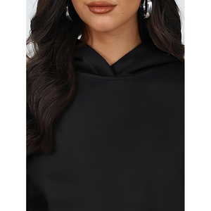 Ensemble de survêtement décontracté en polaire pour femme, hiver, couleur unie, sweat-shirt oversize et pantalon de survêtement à jambe droite - Product Image 5