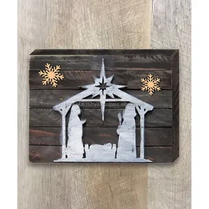 Belén de madera personalizable de 3 pulgadas, juego de figuritas navideñas cortadas con láser para decoración del hogar y manualidades navideñas - Product Image 1