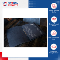 Sampul Buku Menu Kulit Gaya Vintage Berkualitas Terjamin untuk Penjualan Global dengan Halaman Dalam untuk Hotel, Toko, Bar Anggur, Asal India