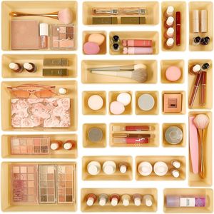 25 PCS Versatile 4-Size Plastic Drawer Organizers Set for Bathroom <b>Vanity</b> & <b>Makeup</b> Bed Storage Organize Like a Pro! - Product Image 1