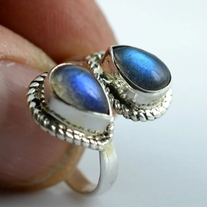 <b>Labradorite</b> <b>Ring</b> 925 Sterling Silver Handmade Boho Statement Promise Jewelry for Women Natural Pear Shape Gemstone Jewelry - Product Image 4
