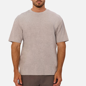 Camiseta de algodón grueso para hombre, color gris claro, talla grande, transpirable, precio al por mayor - Product Image 6