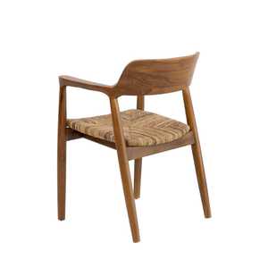 Silla de Comedor Moderna de Madera de Teca Sólida con Asiento Tejido, Sillón de Lujo para Cafetería, Restaurante, Hotel, Villa - Product Image 3