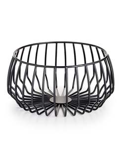 Panier à fruits rond en fer forgé noir, panier de rangement en fil métallique, fait main et personnalisable, vente en gros - Product Image 2