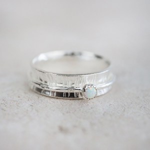 Rustic 925 Silver Plated Amethyst <b>Ring</b> Bezel <b>Set</b> Round Natural Gemstone February Birthstone Unisex Engagement Jewelry - Product Image 3